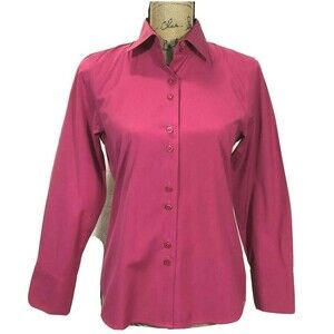 Talbots Shirt 2 Raspberry Pink Wrinkle Resist Stretch Button‎ Cuff Casual Career